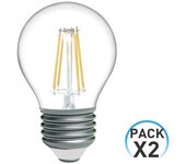 Pack 2 Bombillas LED Filamento Esférica E27 4W Equi.40W 470lm 3000K 15000H 7hSevenOn