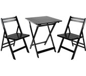Conjunto de Terraza Plegable Mesa Cuadrada y 2 Sillas Biano Madera de Bambú 7house