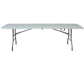 Mesa de jardín Alan (L x An x Al: 242 x 76 x 74 cm, Acero/HDPE, Blanco roto, Abatible)