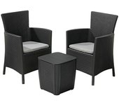 Keter Conjunto de muebles de balcón Iowa (3 pzs., Grafito)