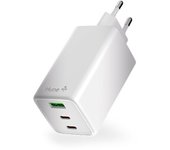 Cargador Hune Eco Triple Blanco Nieve 100W GaN 2xUSB-C 1xUSB-A Plástico Reciclado