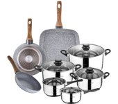 San Ignacio Toledo Batería de Cocina 8 Piezas + Set de 2 Sartenes Daimiel + Satén Asador