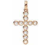 Collar mujer amen croce piccola argento ip oro rosa e zirconi