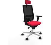 Horna sincro malla negra bali rojo brazos 2D base aluminio cabecero 2D ruedas 65mm nailon