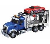 JUGATOYS - Camión Portacoches de Juguete - Transporte de Coches con Almacenaje - con Luces, Sonidos y Coche Incluido - Tamaño de 35 cm - Juguete para Niños a Partir de 3 años - Grúa de vehículos
