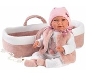 Muñeco bebé llorens mimi rosa 40 cm capazo