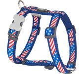 Red Dingo Arnés de bandera de Estados Unidos de 15 mm (cuello de 12 a 19 pulgadas, cuerpo de 14 a 21 pulgadas)