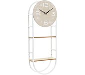 DKD Home Decor Reloj de Pared Color Blanco Natural, de Metal y MDF (25,5 x 11,5 x 71 centímetros)