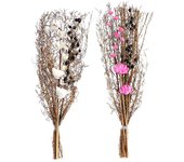 DKD Home Decor Ramo de la Marca, Color Blanco y Rosa, de Varios Materiales (30 x 30 x 65 centímetros) (2 Unidades)