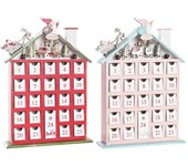 DKD Home Decor Calendario de adviento de la Marca, Color Azul, Blanco y Rojo, de Madera (27 x 7 x 40 centímetros) (2 Unidades)