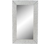 Espejo de pared dkd home decor cristal mdf blanco mimbre cottage (87 x 147 x 4 cm) (87 x 4 x 147 cm)