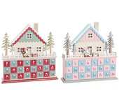 DKD Home Decor Calendario de adviento de la Marca, Color Azul, Rojo y Verde, de Madera (32 x 8 x 33 centímetros) (2 Unidades)