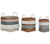 Juego de cestas dkd home decor 49 x 49 x 57 cm bambú boho