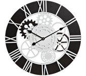 DKD Home Decor Reloj de Pared Color Blanco y Negro, de Hierro, Madera y MDF (60 x 4 x 60 centímetros)