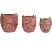 Juego de cestas dkd home decor melocotón natural boho 52 x 52 x 58 cm