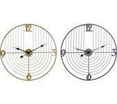 Reloj de pared dkd home decor negro dorado metal 60 x 3 x 60 cm moderno (2 unidades)