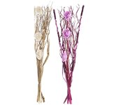 DKD Home Decor Ramo de la Marca, Color Blanco y Rosa, de Varios Materiales (30 x 30 x 100 centímetros) (2 Unidades)