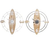 Reloj de pared dkd home decor blanco natural hierro madera mdf 61 x 4,5 x 66 cm (2 unidades)