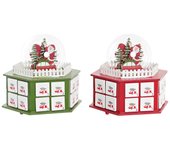 DKD Home Decor Calendario de adviento de la Marca, Color Rojo y Verde, de Madera (22 x 19 x 20 centímetros) (2 Unidades)
