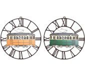 Reloj de pared dkd home decor 49,5 x 3,5 x 48 cm metal verde amarillo vintage tren (2 unidades)
