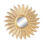 DKD Home Decor Espejo de Pared Cristal Plumas Dorado Madera de Mango Decapé (90 x 3 x 90 cm)
