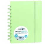 Carchivo cuaderno ingeniox foam espiral a4 80h 100gr cuadrícula 5x5 tapas pp semi-rígido cierre c/goma verde pastel