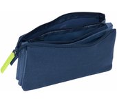 Safta MUNICH BLUE INDIGO - Portatodo Triple, Estuche Infantil, Estuche Niño, Ideal para Niños en Edad Escolar, Cómodo y Versátil, Calidad y Resistencia, 22x3x12 cm