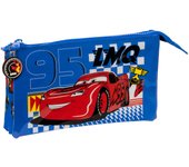 Safta Cars Race Ready - Portatodo Triple, Estuche Infantil, Estuche Niño, Ideal para Niños en Edad Escolar, Cómodo y Versátil, Calidad y Resistencia, 22x3x12 cm, Color Azul Eléctrico