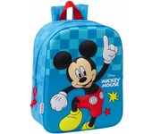 Safta MICKEY MOUSE 3D - Mochila de Guardería 3D, Adaptable a Carro, Fácil Limpieza, Ideal para Niños de Diferentes Edades, Cómoda y Versátil, Calidad y Resistencia, 22x10x27 cm