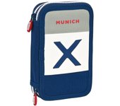 Safta Munich College - Estuche Escolar Niño, Estuche con Colores, con 28 Útiles Incluidos, Ideal para Niños de 5 a 14 Años, Cómodo y Versátil, Calidad y Resistencia, 12.5x4x19.5 cm, Color Gris