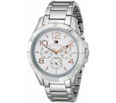 Tommy Hifiger 1781526 Alex - Reloj para Hombre, Cuarzo, analógico, Esfera Blanca, Pulsera, Blanco y Plateado, Pulsera