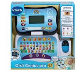 VTech Ordi Genius Pro Negro, Ordenador portátil Infantil con Pantalla retroiluminada, ratón, 20 Juegos escalables, Juguete Educativo, Regalo para niños de 3 años a 7 años, Contenido en francés e