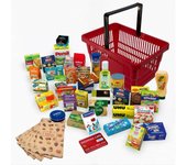 Christian Tanner - Comida Miniatura Set de Supermercado con Cesta de Compra de 42 Piezas Comida Juguete Mini Miniaturas Comida de Juguete Colores Realistas Educación Juegos para Niños