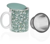 Taza con filtro para infusiones versa bellis verde gres