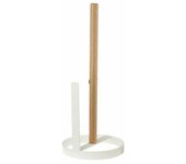 DKD Home Decor Portarrollo de Papel de Cocina de la Marca, Color Blanco, de Metal y Madera de Pino (13 x 13 x 31,5 centímetros)