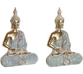 Figura decorativa dkd home decor 18,6 x 9,7 x 27 cm azul buda turquesa oriental decapé (2 unidades)