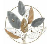 Decoración de pared dkd home decor metal multicolor moderno enmarcada hoja de planta (83,8 x 5,7 x 87,6 cm)