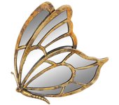 DKD Home Decor Decoración de Pared Mariposa de la Marca, Color Dorado, de Resina y Espejo (25 x 4,5 x 25 centímetros)