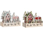 Adorno navideño dkd home decor rojo rosa 21 x 9,5 x 19 cm (2 unidades)