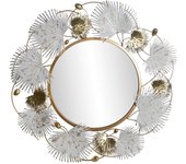 Espejo de pared dkd home decor 93 x 7 x 93 cm cristal dorado metal blanco hoja de planta