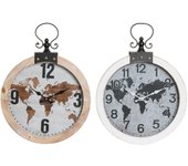 Reloj de pared dkd home decor 40 x 4 x 54 cm cristal hierro madera mdf mapamundi (2 unidades)