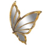 DKD Home Decor Decoración de Pared Mariposa de la Marca, Color Dorado, de Resina y Espejo (36 x 4 x 30,5 centímetros)