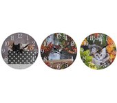 Reloj de pared dkd home decor multicolor gatos madera mdf (34 x 4 x 34 cm) (3 unidades)