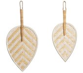 Decoración de pared dkd home decor marrón blanco abanico bambú (27 x 2 x 64 cm) (27 x 2 x 55 cm)