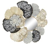 Espejo de pared dkd home decor cristal negro dorado metal blanco hoja de planta (74 x 6 x 75 cm)