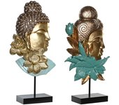 Figura decorativa dkd home decor 22 x 8 x 42,5 cm negro dorado buda turquesa oriental (2 unidades)