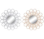 Espejo de pared dkd home decor scandi cristal natural blanco polipropileno (50 x 2,5 x 50 cm) (2 unidades)