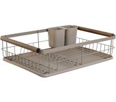 LEKE GO Escurreplatos con Bandeja Metal rubberwood Color Gris
