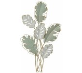 Decoración de pared dkd home decor metal blanco verde moderno hoja de planta (57 x 5,7 x 103 cm)