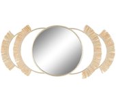 Espejo de pared dkd home decor natural dorado metal fibra flecos (89 x 2 x 40 cm)